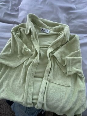 Hollister Pale Mint Fleece Button-Up Cardigan